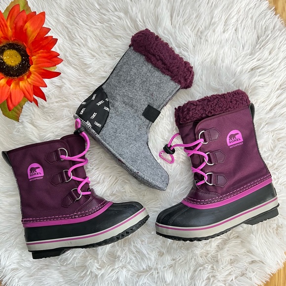 Sorel PAC Boots Purple Textile
Waterproof Rubber Removable Lining Size 2 - Picture 11 of 12